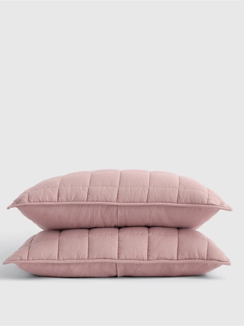 Quince European Linen Box Quilted Sham Set | King | Dusty Mauve